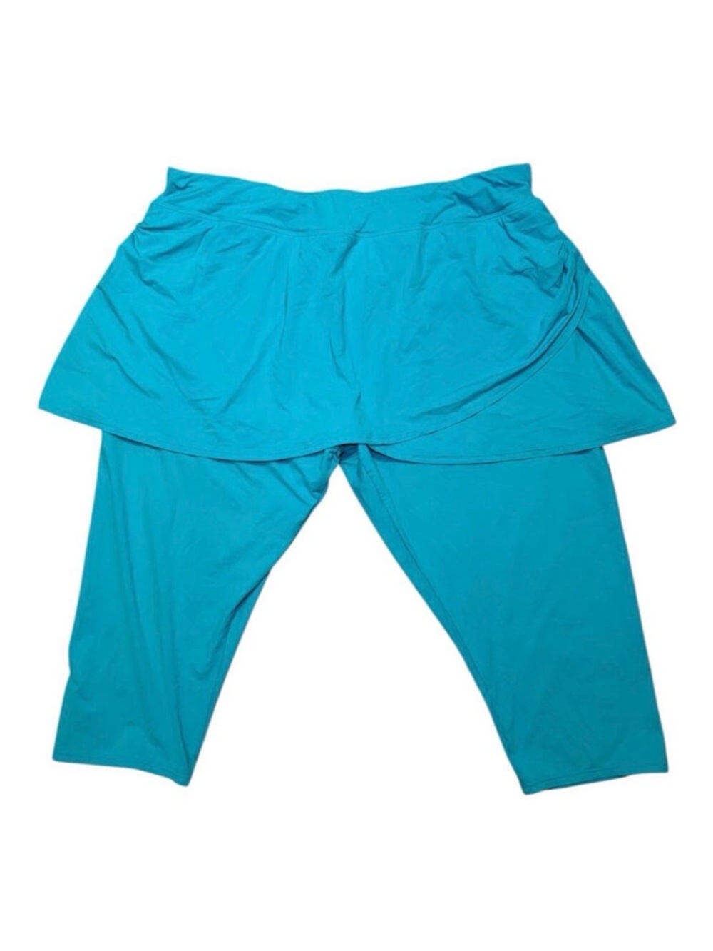 Lands End Swim Skirt Leggings Womens 3X 24-26W Turquoise Stretch Modest Athletic